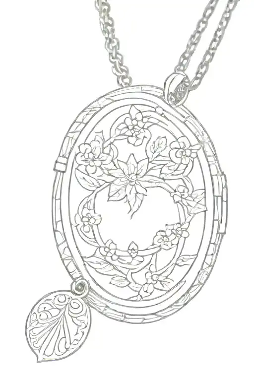locket necklace tattoo design idea