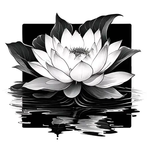 eight leaf white lotus flower growing tattoo design idea