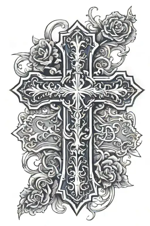 cross tattoo men's blue collar tattoo design idea
