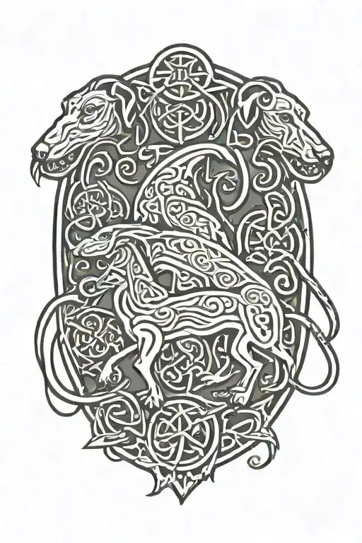 celtic hounds tattoo design idea