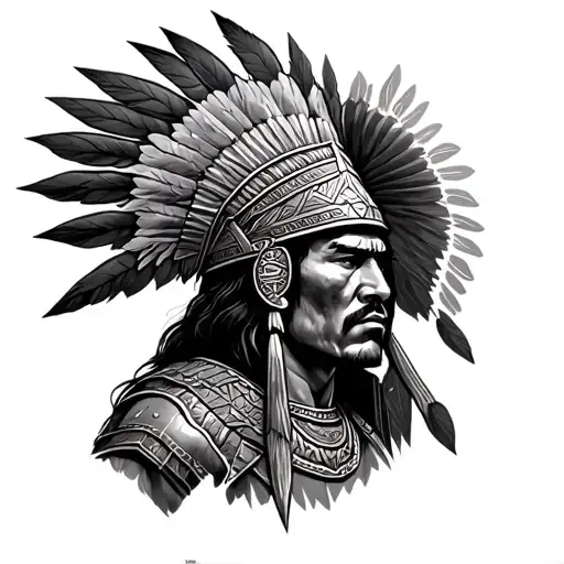 aztec warrior, spanish conquistador, american soldier tattoo design idea