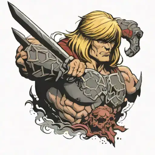 he-man tattoo arm sleeve by the power of grey skull tattoo design idea