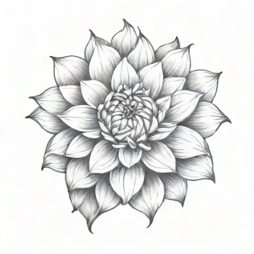dog nose print over dahlia flower with ears tattoo design idea