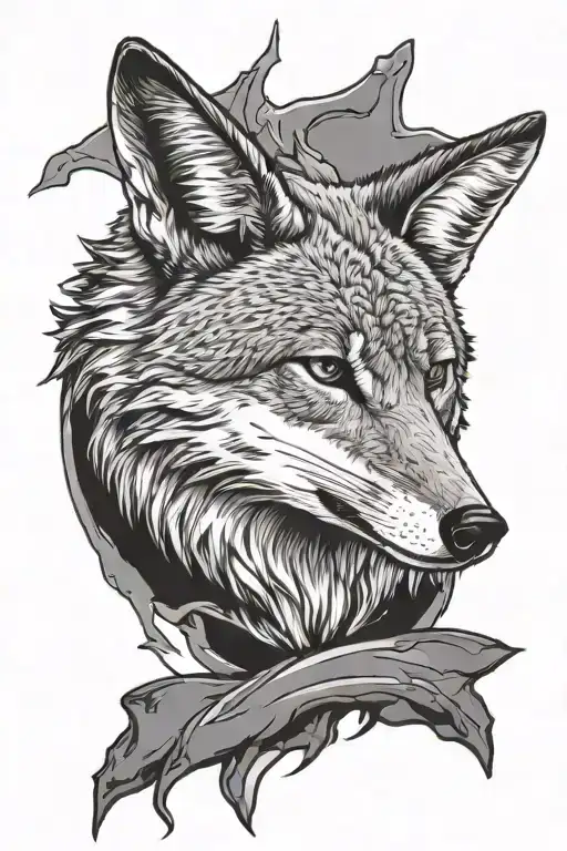 coyote head tattoo design idea