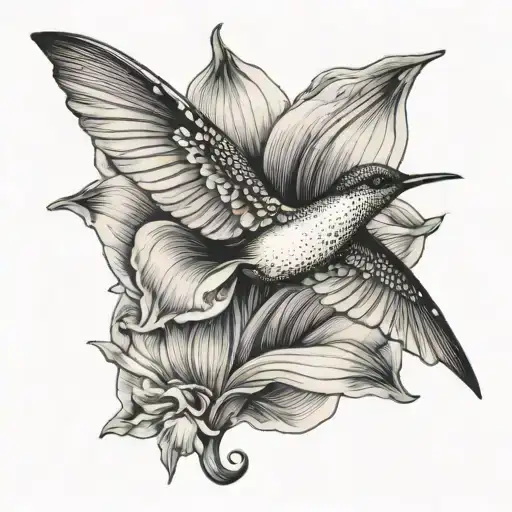 cala lily with a hummingbird tattoo design idea