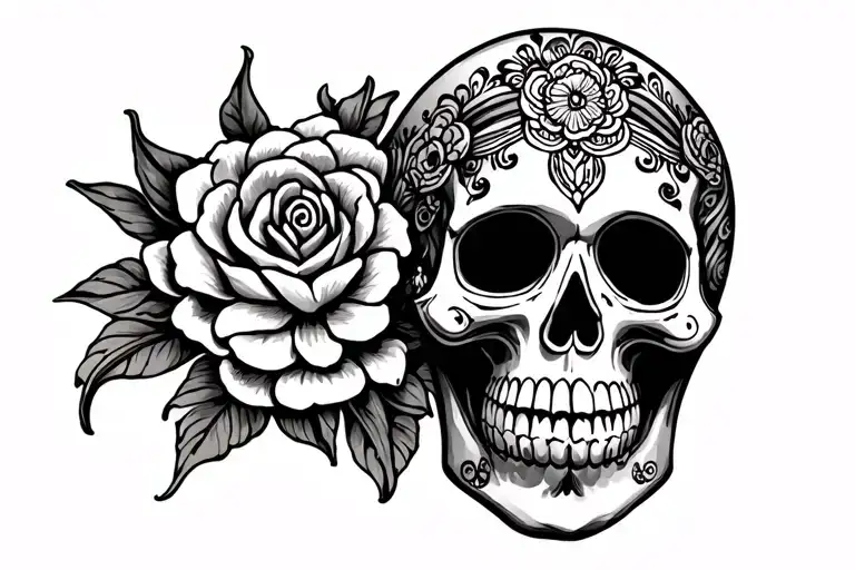 day of the dead skull tattoo design idea