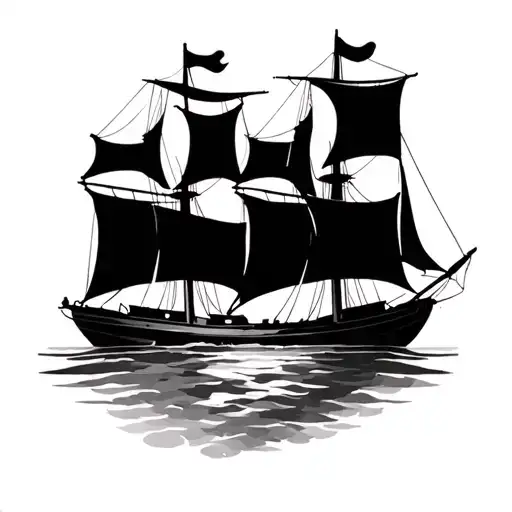 boat with two sails  tattoo design idea