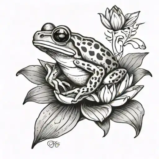 tree frog water lily flower the word mum written tattoo design idea