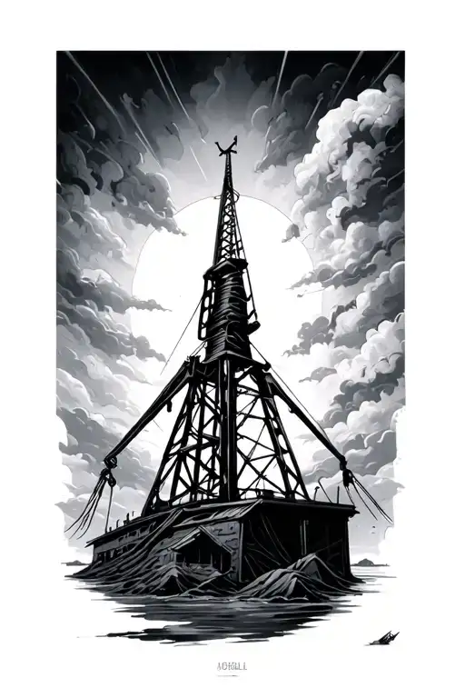 drilling mast tattoo design idea