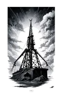 drilling mast tattoo design idea