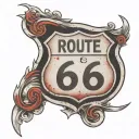 a route 66 sign with the letters AG spraypainted on them in red tattoo design idea
