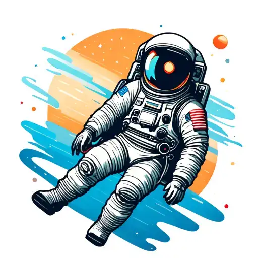 Astronaut floating in space tattoo design idea