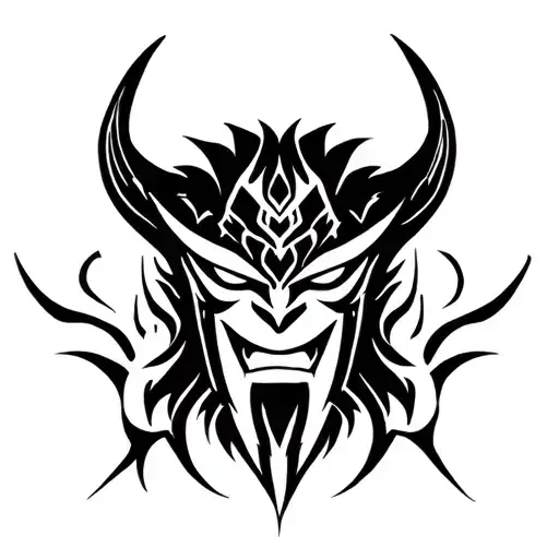 Broken Oni Mask tattoo design idea