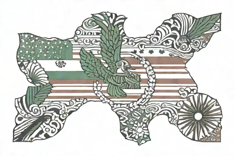 half American flag half mexico flag tattoo design idea