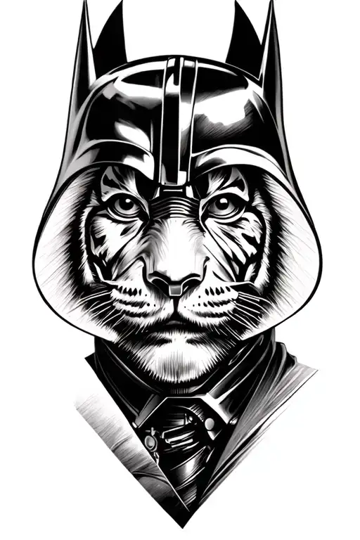 collage tattoo featuring Batman, Michael Myers, Tiger, Darth Vader tattoo design idea