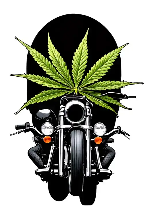 marijuana , chooper bike , travelling , art and sketch and paint  tattoo design idea