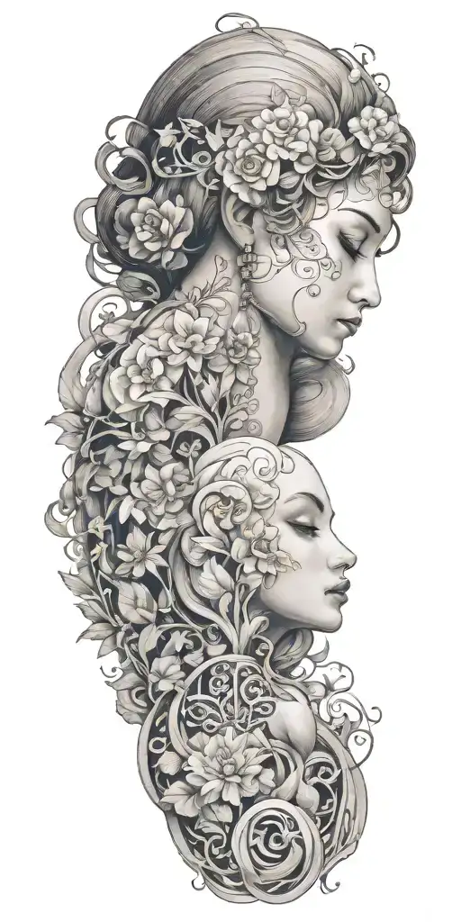 woman and god tattoo design idea