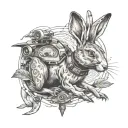 Hare and fpv drone tattoo design idea