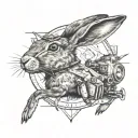 Hare and fpv drone tattoo design idea