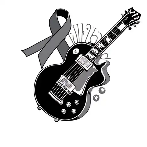 les paul guitar with awareness ribbon tattoo design idea