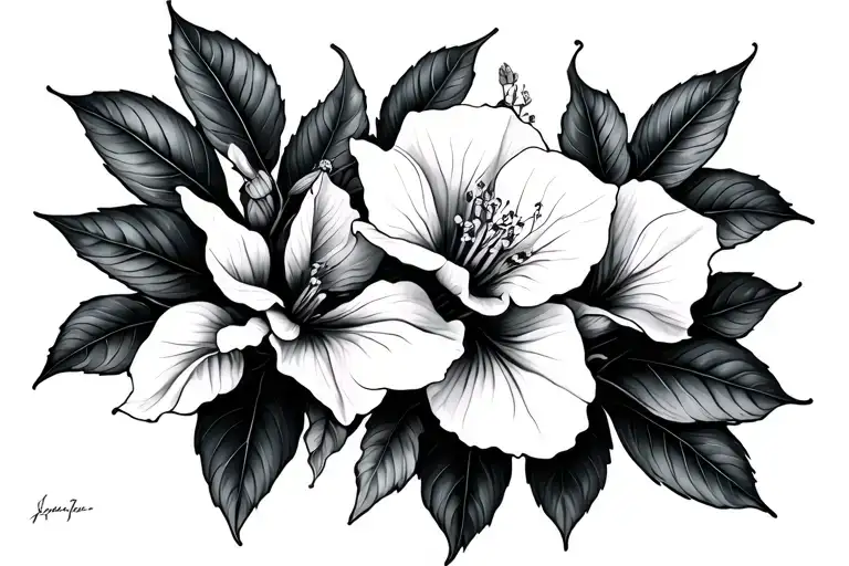 Bougainvillea and signature incorporated tattoo design idea