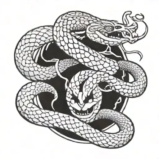 snake with swords tattoo design idea