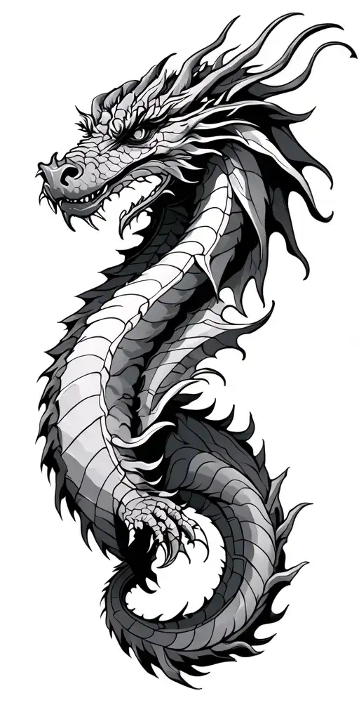 European dragon, a bite shoulder upper arm forearm, wraps around the arm, Classic Style tattoo design idea