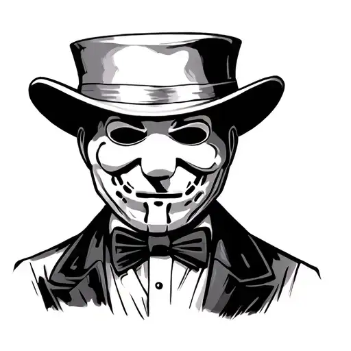 monopoly man x Jason mask tattoo design idea
