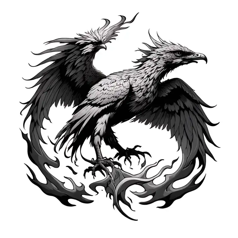 phoenix from flames coming tattoo design idea