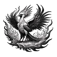 phoenix from flames coming tattoo design idea