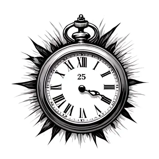 Want to creat a tattoo where the number 25 is big and stand out. The background in pocket watch style with roman numbers tattoo design idea
