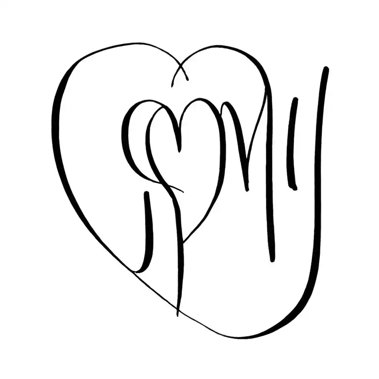 cursive letters g j m forming a heart tattoo design idea