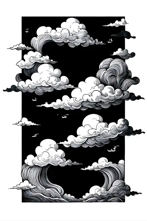 arabic clouds surrounding them tattoo design idea