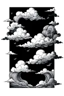 arabic clouds surrounding them tattoo design idea