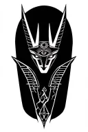 A Fusion Of Egyptian And Inka Symbolism, Featuring Anubis And all seing eye and Lightining Storm tattoo design idea