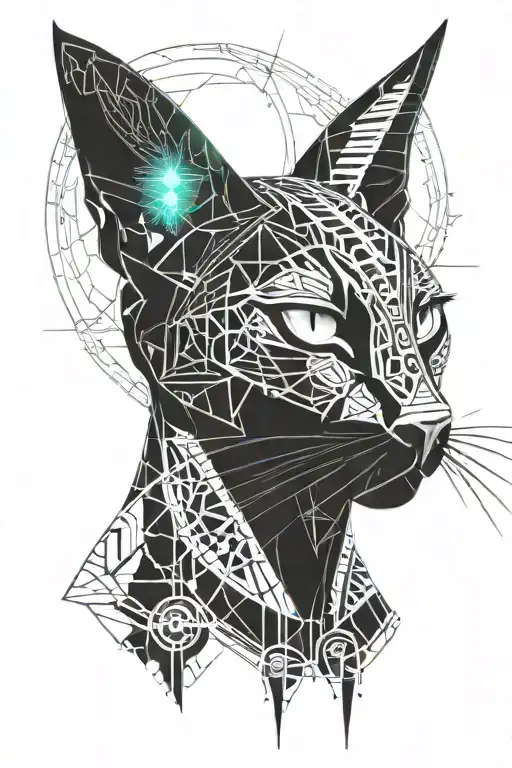 black egyptian cat sitting tattoo design idea