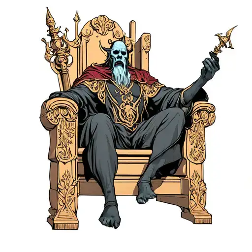 hades sitting on a throne tattoo design idea