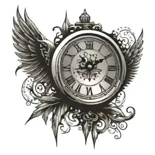 2002 January roman numeral clock tattoo design idea