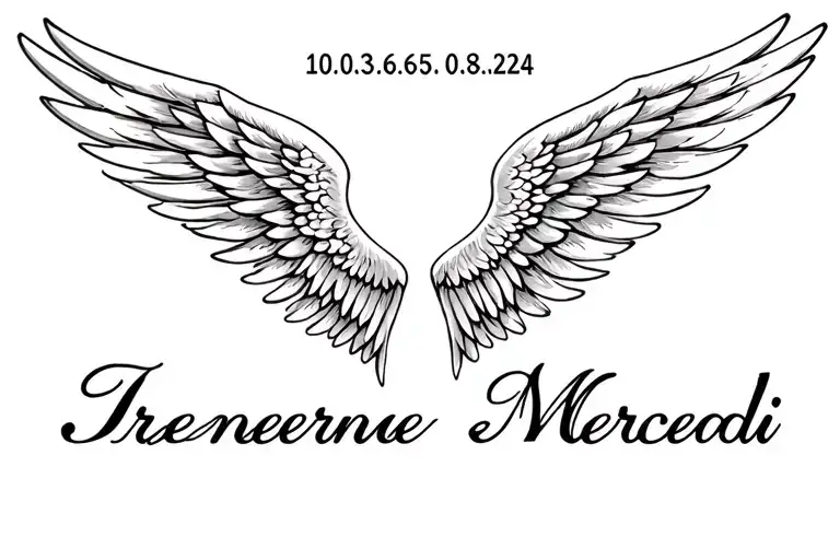 "IreneMercredi 10.03.6705.08.24" "Irene Mercredi" angel wing memorial for mom tattoo design idea