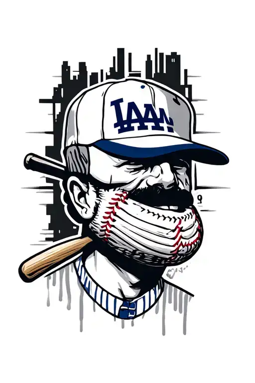 downtown la la dodgers and graffiti tattoo design idea