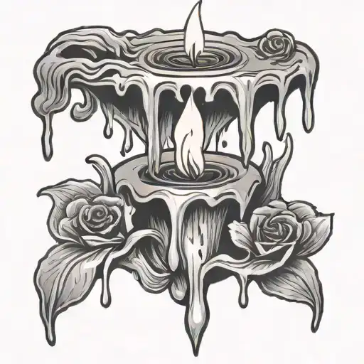 melting candle tattoo design idea