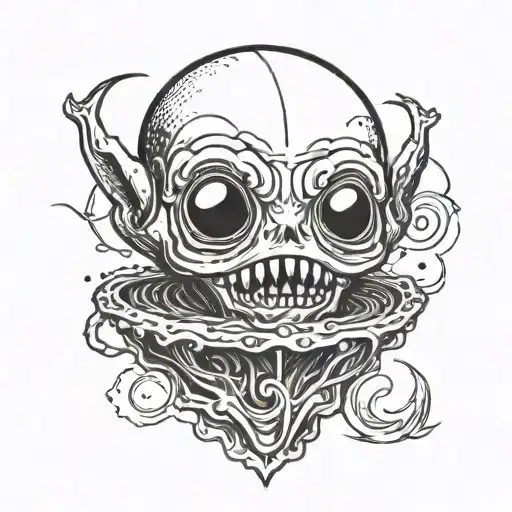 cute alien face with "stay weird" line below it tattoo design idea