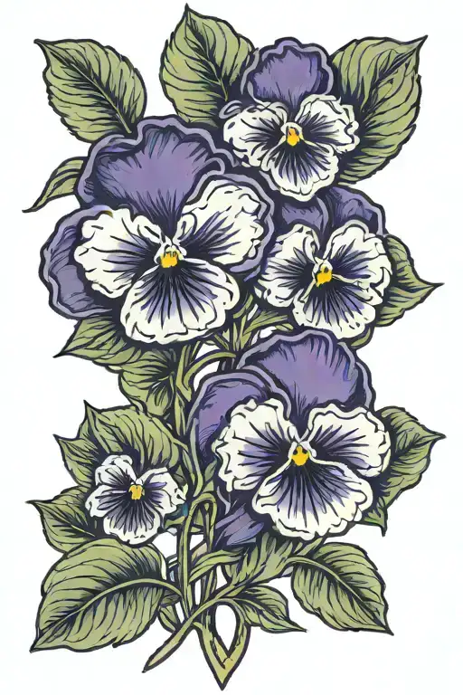 a couple of pansies with stems entertwined tattoo design idea