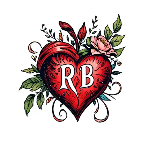 "R and B" B Heart made entirely tattoo design idea
