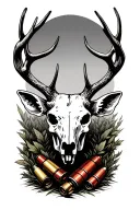 deer skull with shotgun shell tattoo design idea