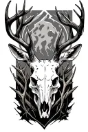 deer skull with shotgun shell tattoo design idea