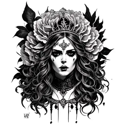 PUNISHED BLACK QUEEN tattoo design idea