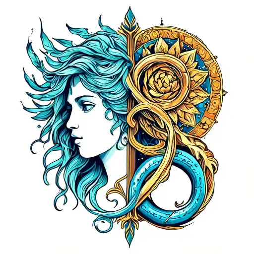 Virgo and Aquarius symbol tattoo design idea