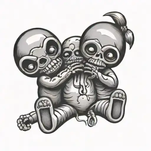 voodoo doll hear see speak no evil tattoo design idea