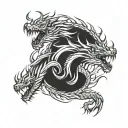 double dragon with flames tattoo design idea
